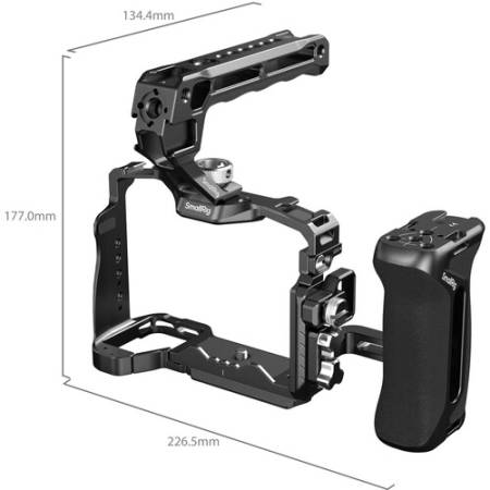 SmallRig 3669D - zaawansowany zestaw z klatką i uchwytami do Sony Alpha 7 V / 7R V / 7 IV / 7S III - wymiary